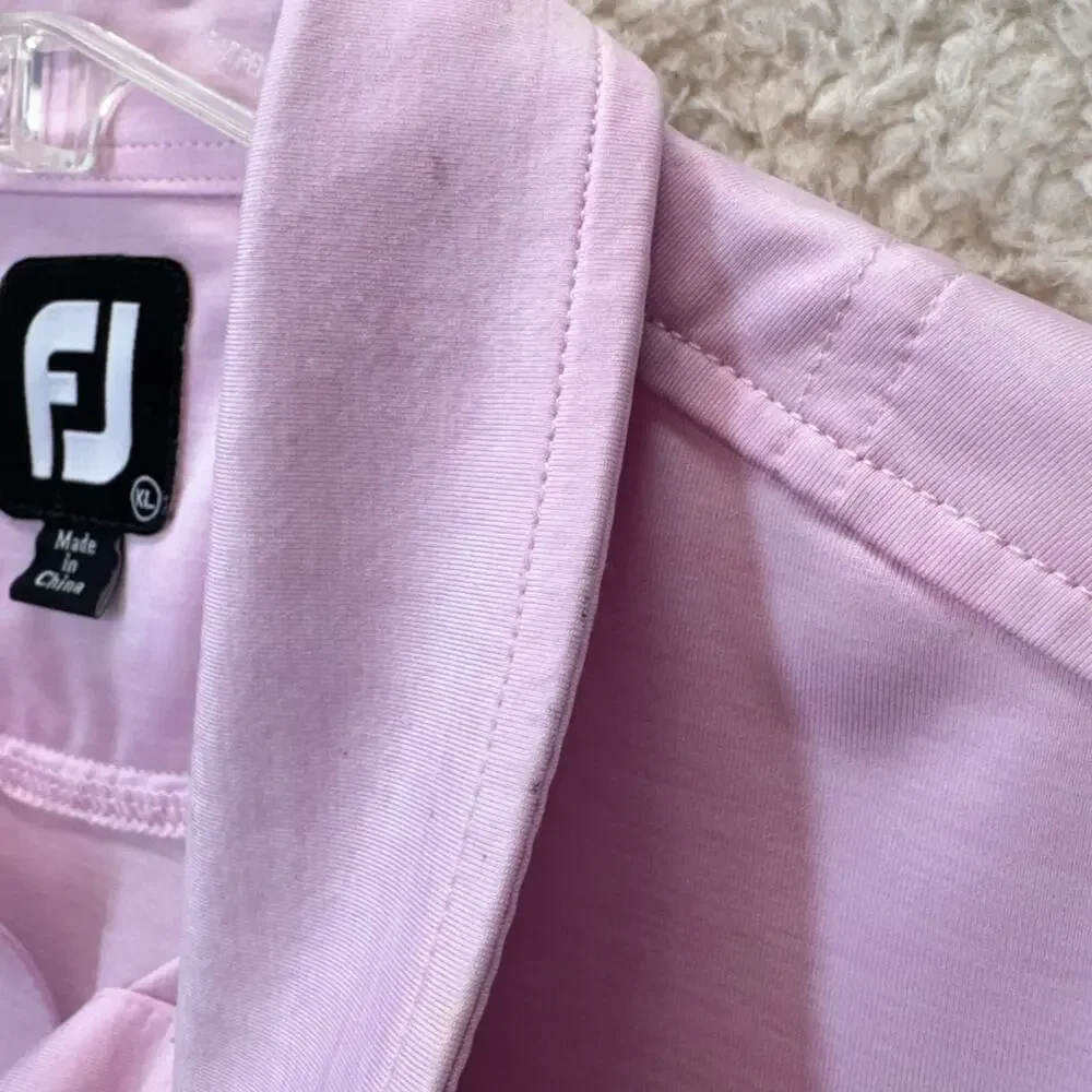 Footjoy FJ Collared Polo Golf Shirt XL Pink Striped Short Sleeve Travel Casual - Picture 13 of 16